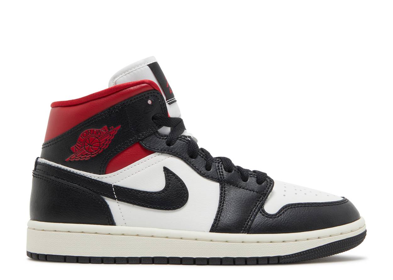 AIR JORDAN 1 MID "BLACK SAIL GYM RED"